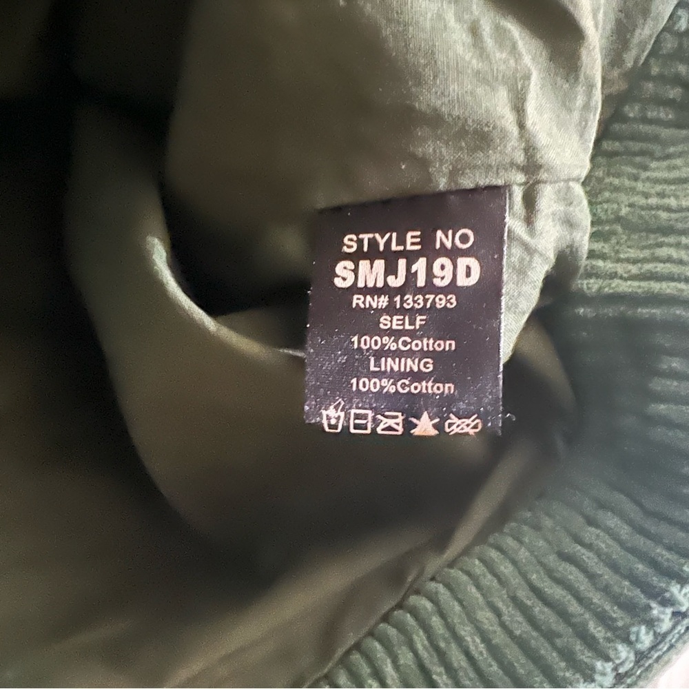 POL Corduroy Jacket Coat Green Hooded Womens Size Medium Lined Gray - Picture 5 of 6